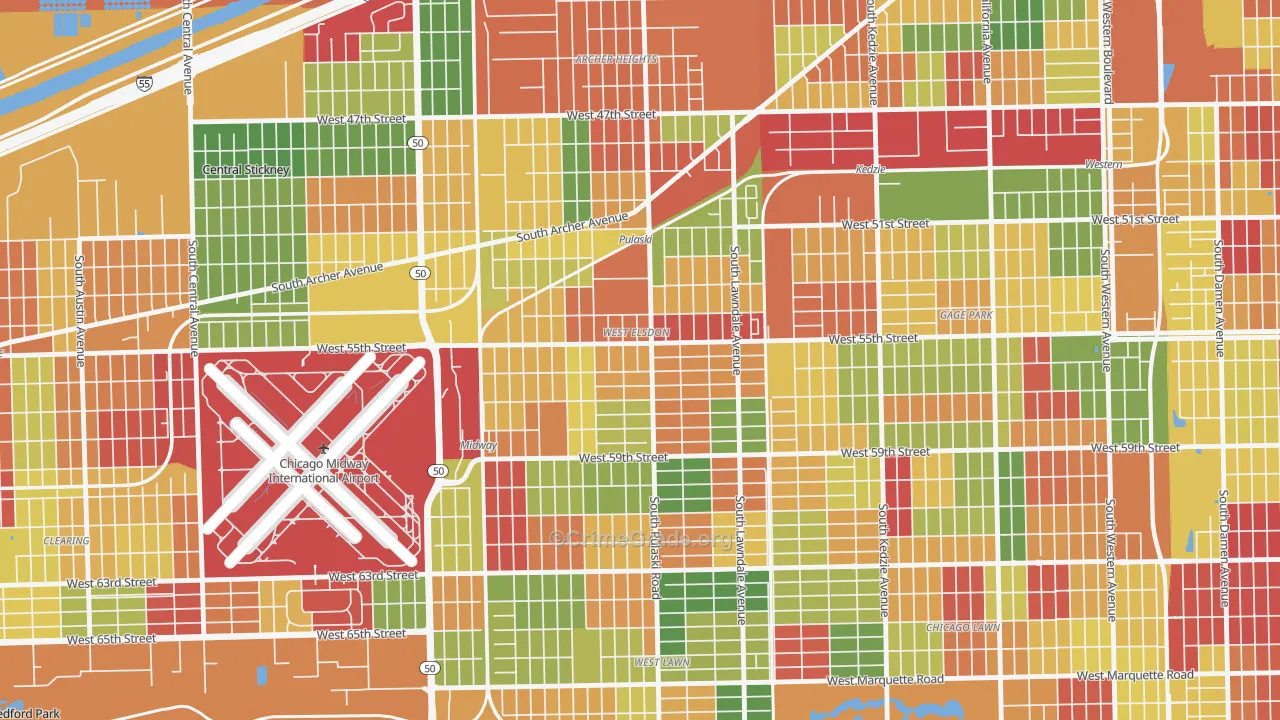 West Elsdon, Chicago, IL Map of Arson Rates