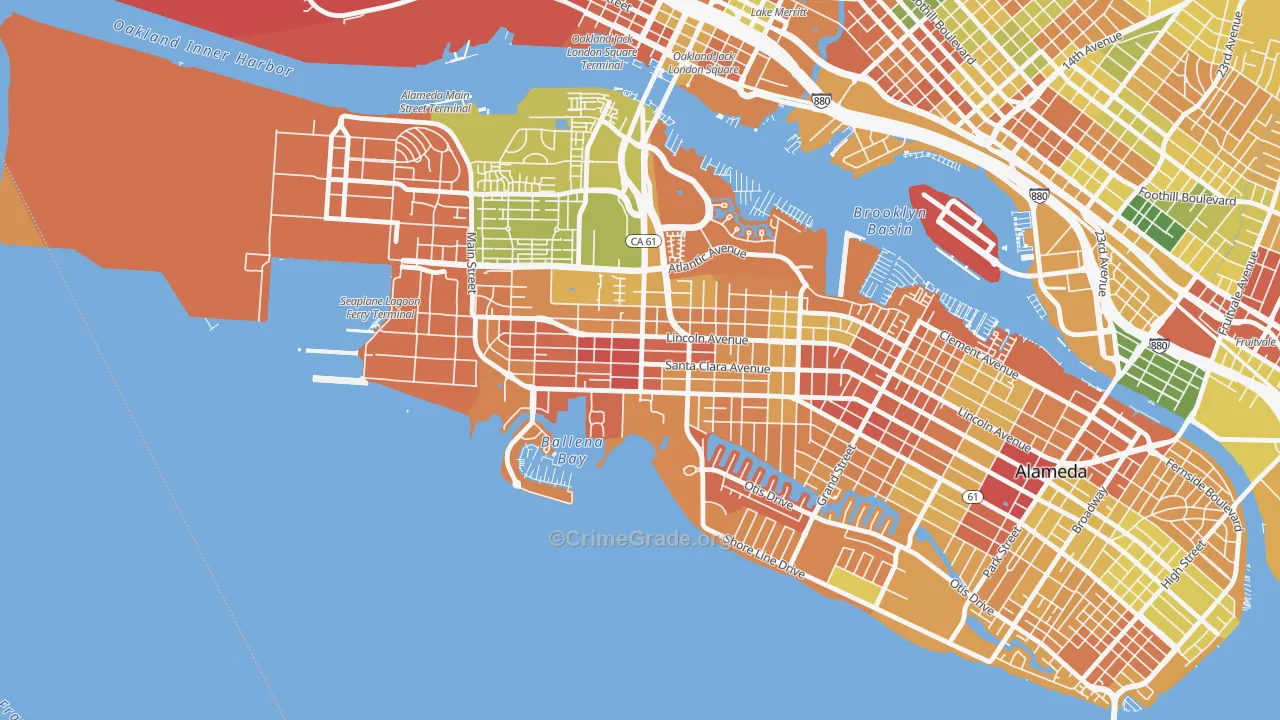 West End, Alameda, CA Map of Arson Rates