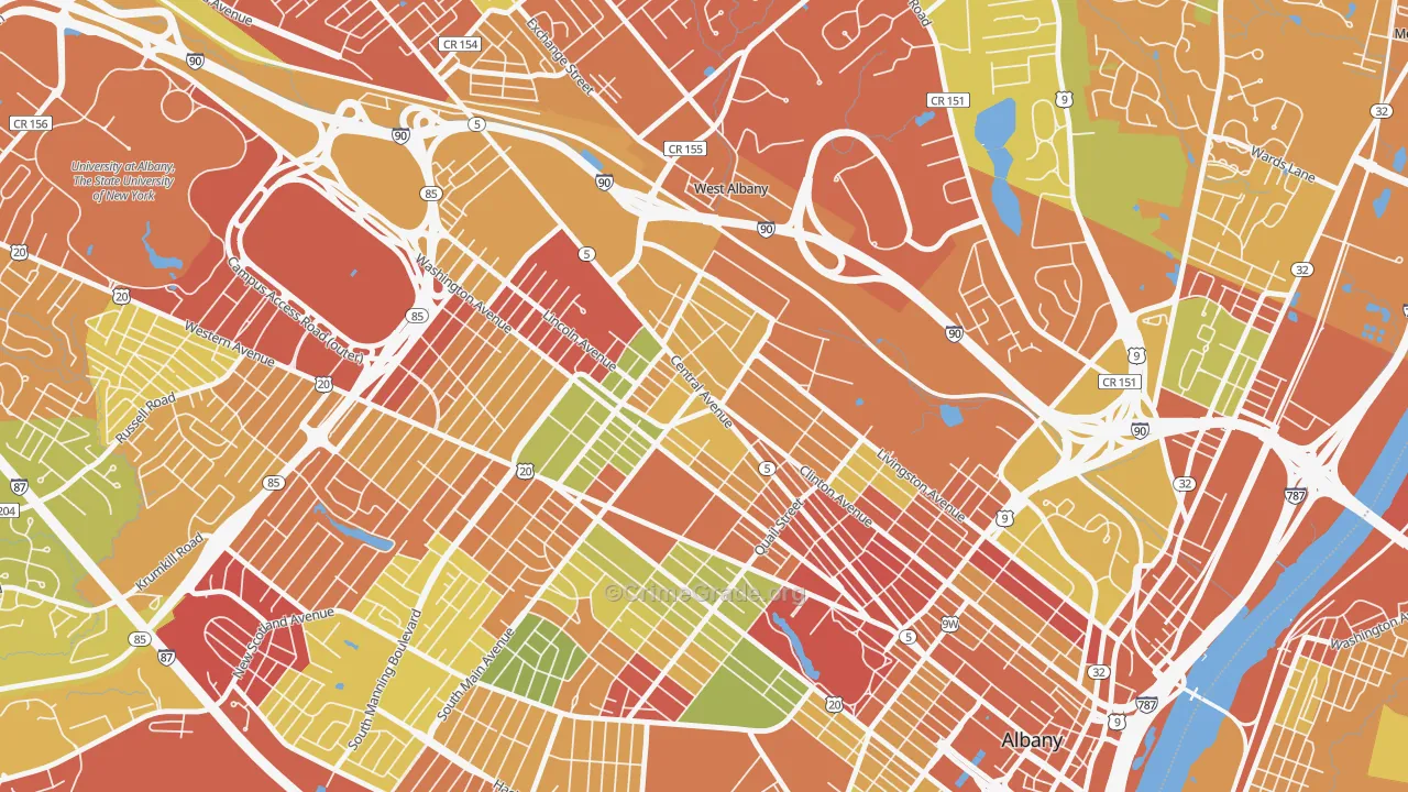 West End, Albany, NY Map of Arson Rates