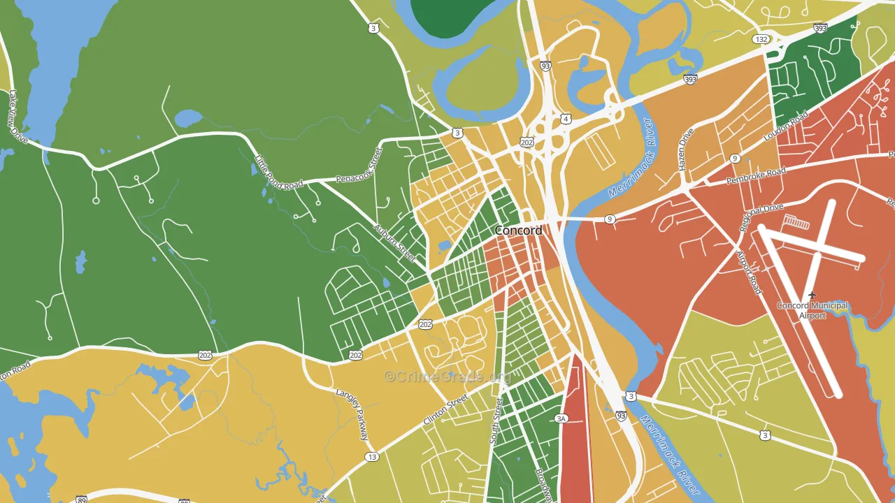 West End, Concord, NH Map of Arson Rates