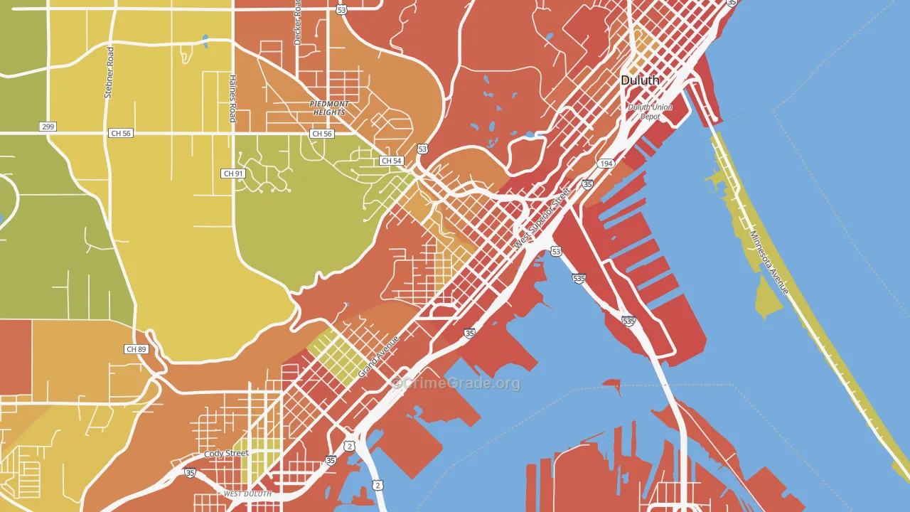 West End, Duluth, MN Map of Arson Rates