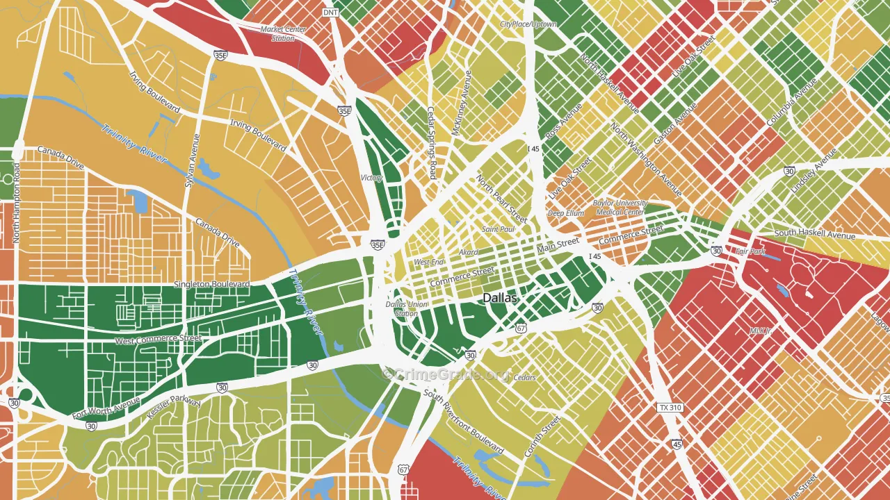 West End Historic District, Dallas, TX Map of Arson Rates