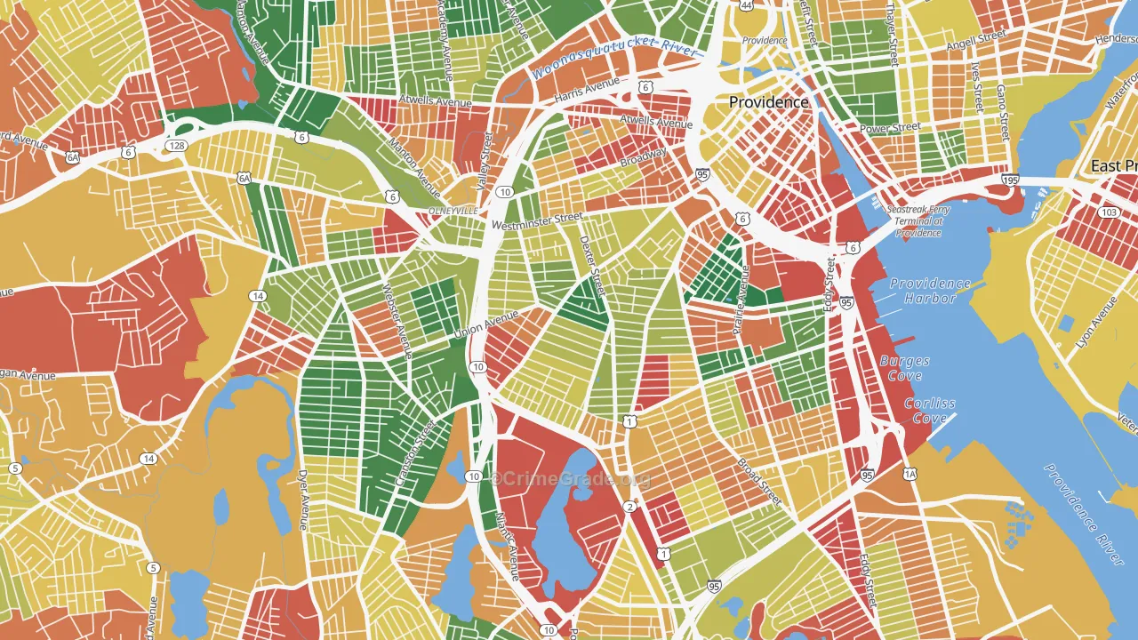 West End, Providence, RI Map of Arson Rates