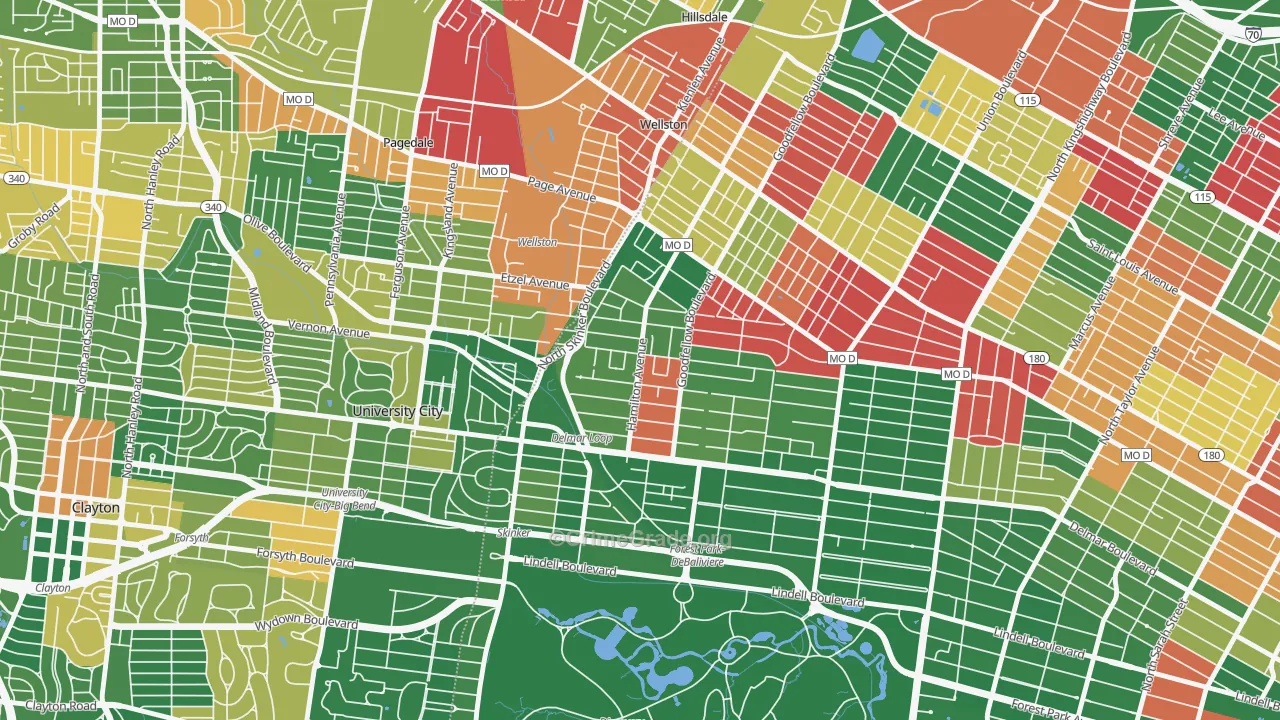 West End, St. Louis, MO Map of Arson Rates