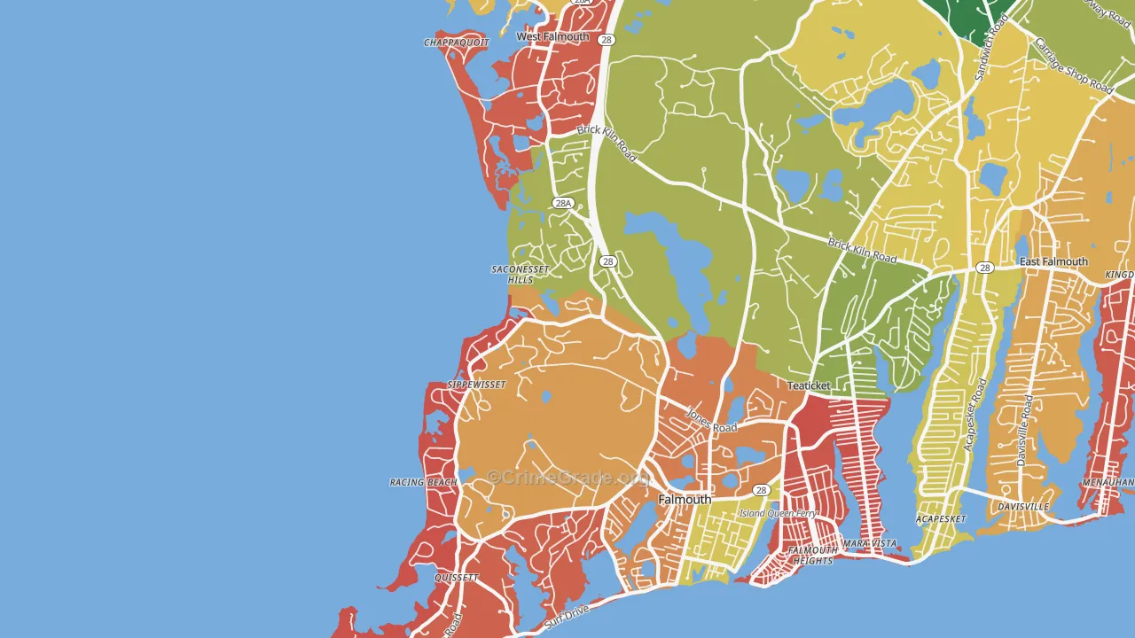 West Falmouth, MA Map of Arson Rates