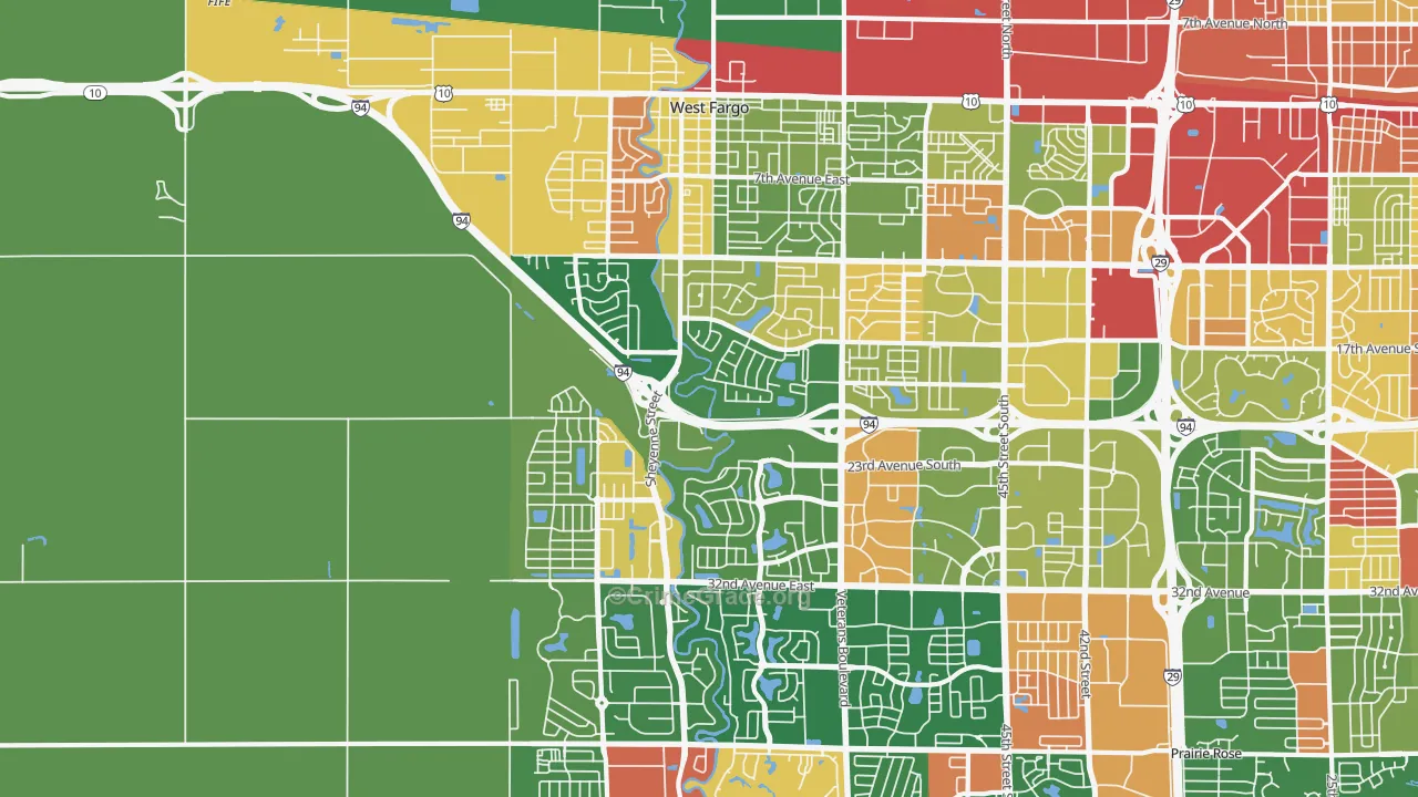 West Fargo, ND Map of Arson Rates