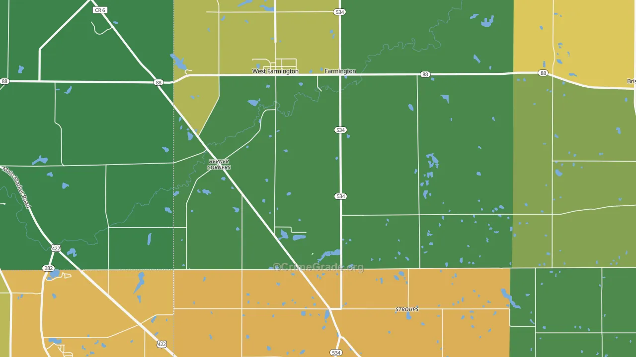 West Farmington, OH Map of Arson Rates