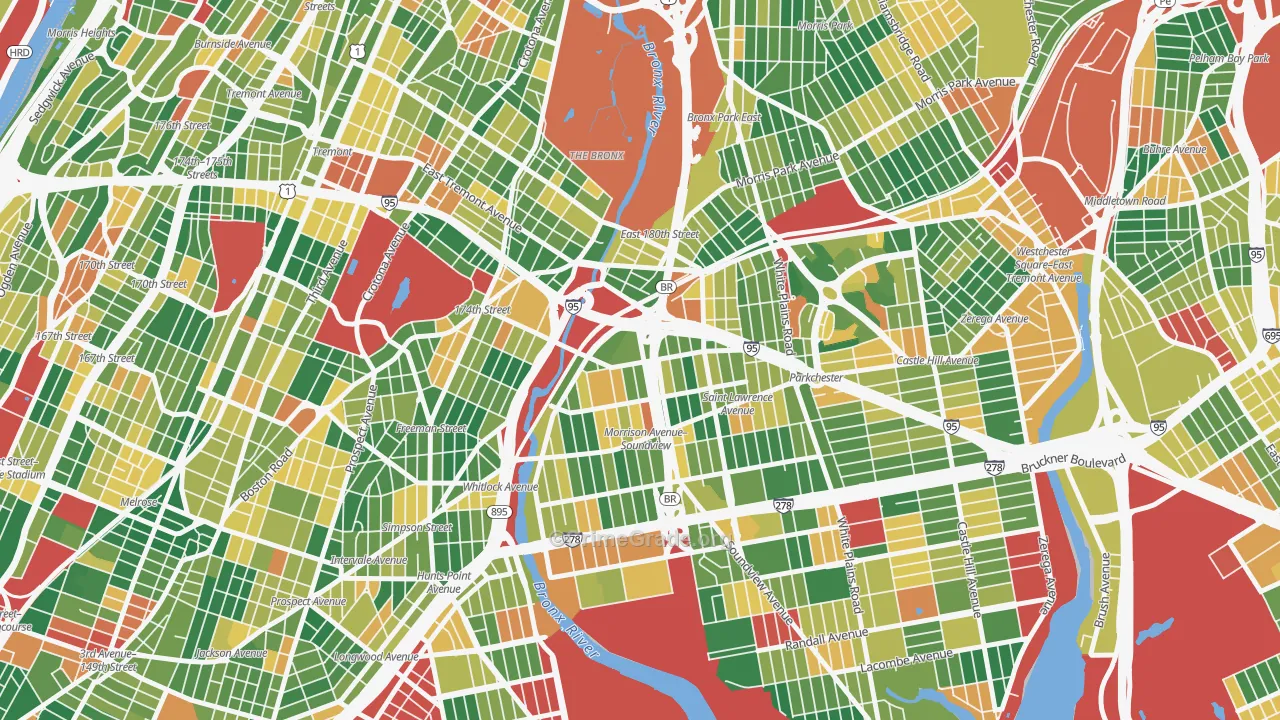 West Farms, Bronx, NY Map of Arson Rates