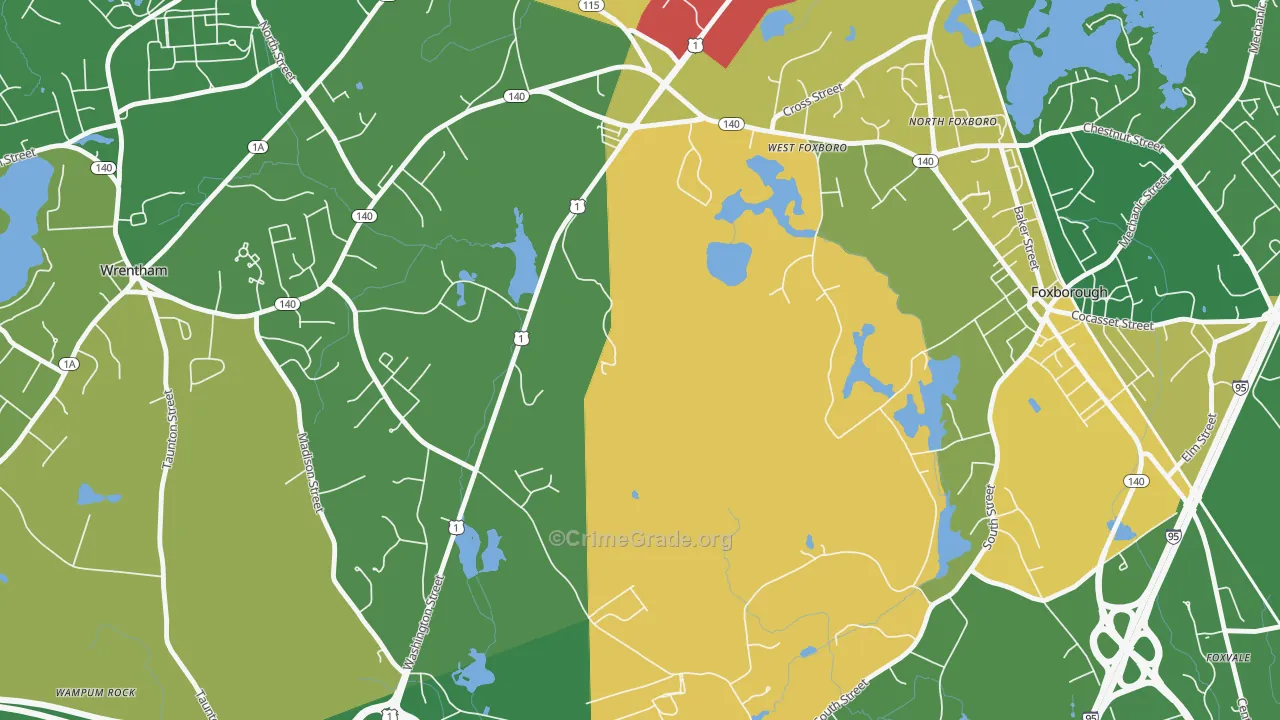 West Foxboro, MA Map of Arson Rates