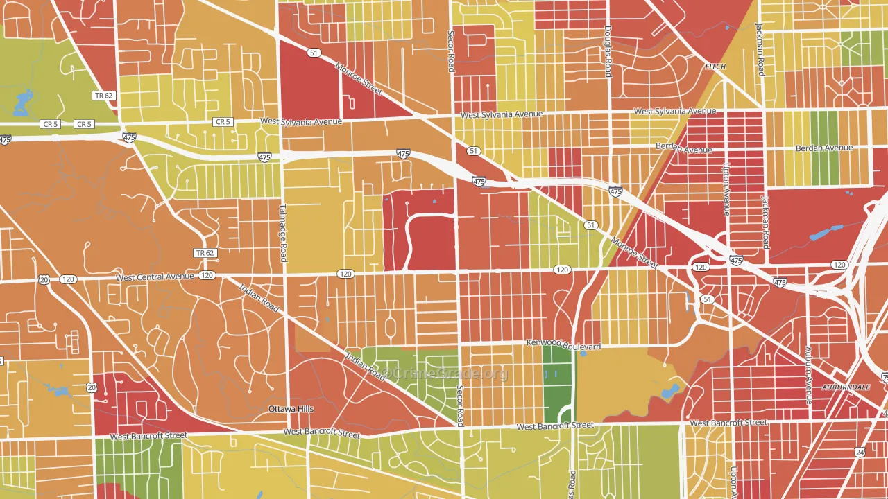West Gate, Toledo, OH Map of Arson Rates