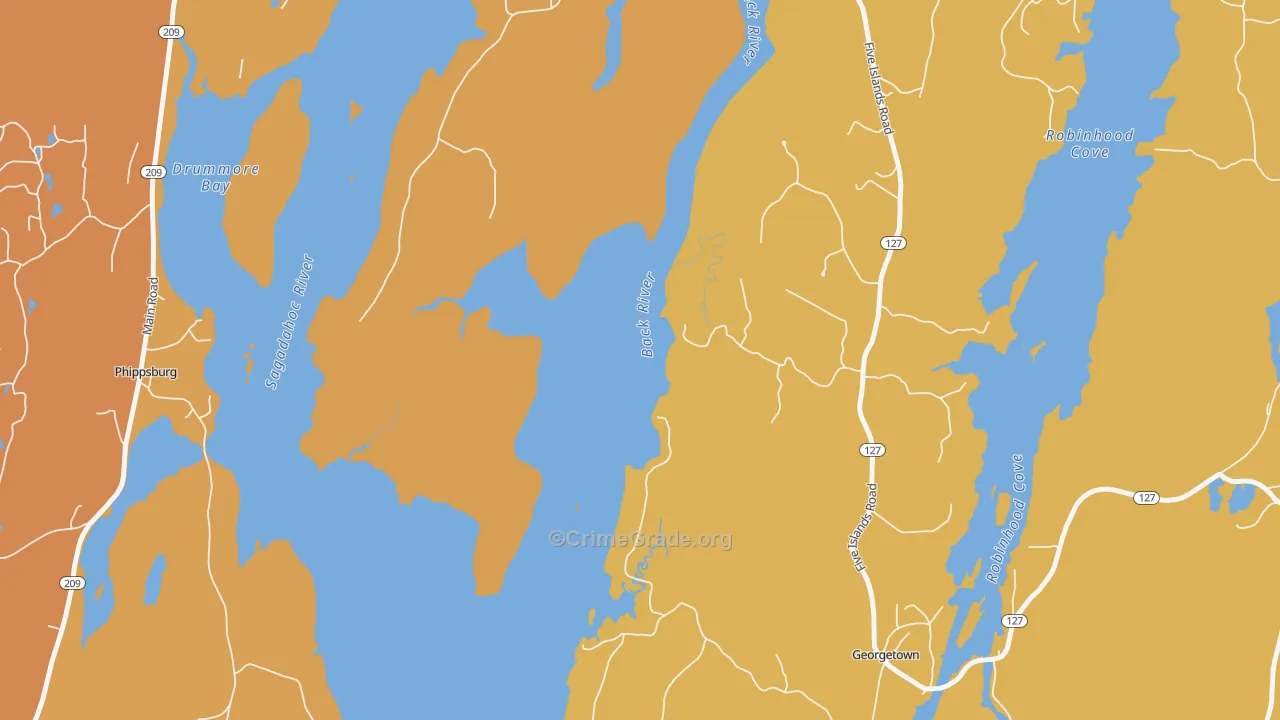 West Georgetown, ME Map of Arson Rates
