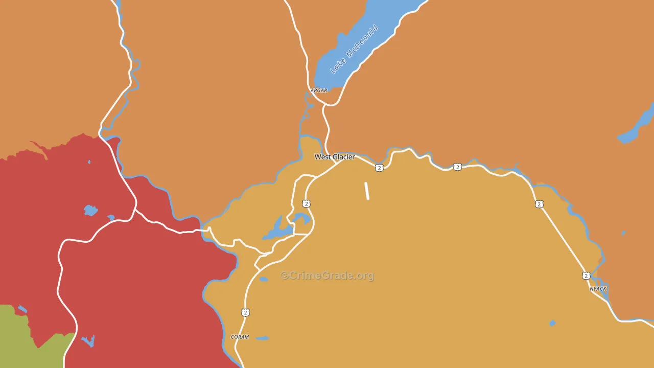 West Glacier, MT Map of Arson Rates