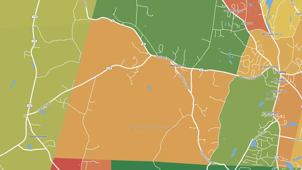 West Granby, CT Map of Arson Rates