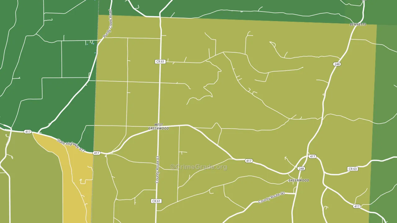 West Greenwood, NY Map of Arson Rates