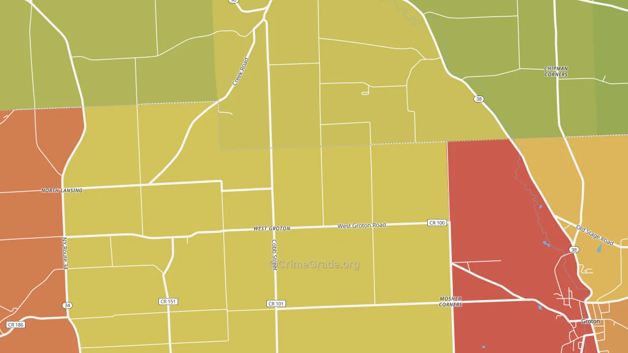 West Groton, NY Map of Arson Rates