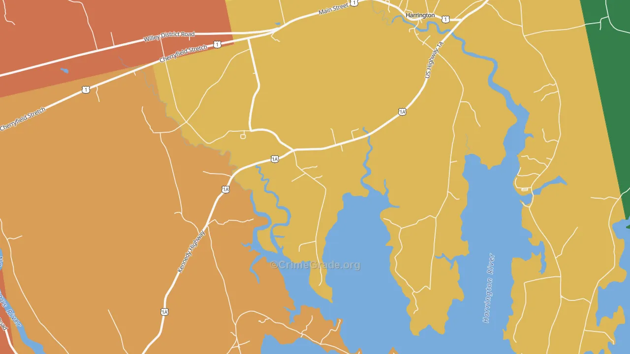 West Harrington, ME Map of Arson Rates