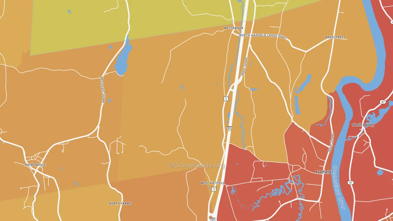 West Hatfield, MA Map of Arson Rates