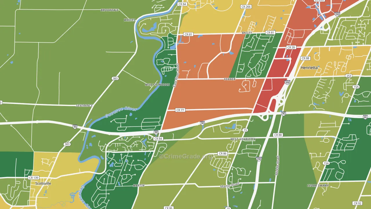 West Henrietta, NY Map of Arson Rates