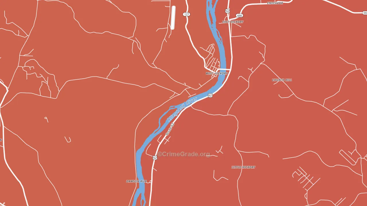West Hickory, PA Map of Arson Rates