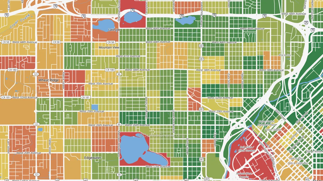 West Highland, Denver, CO Map of Arson Rates