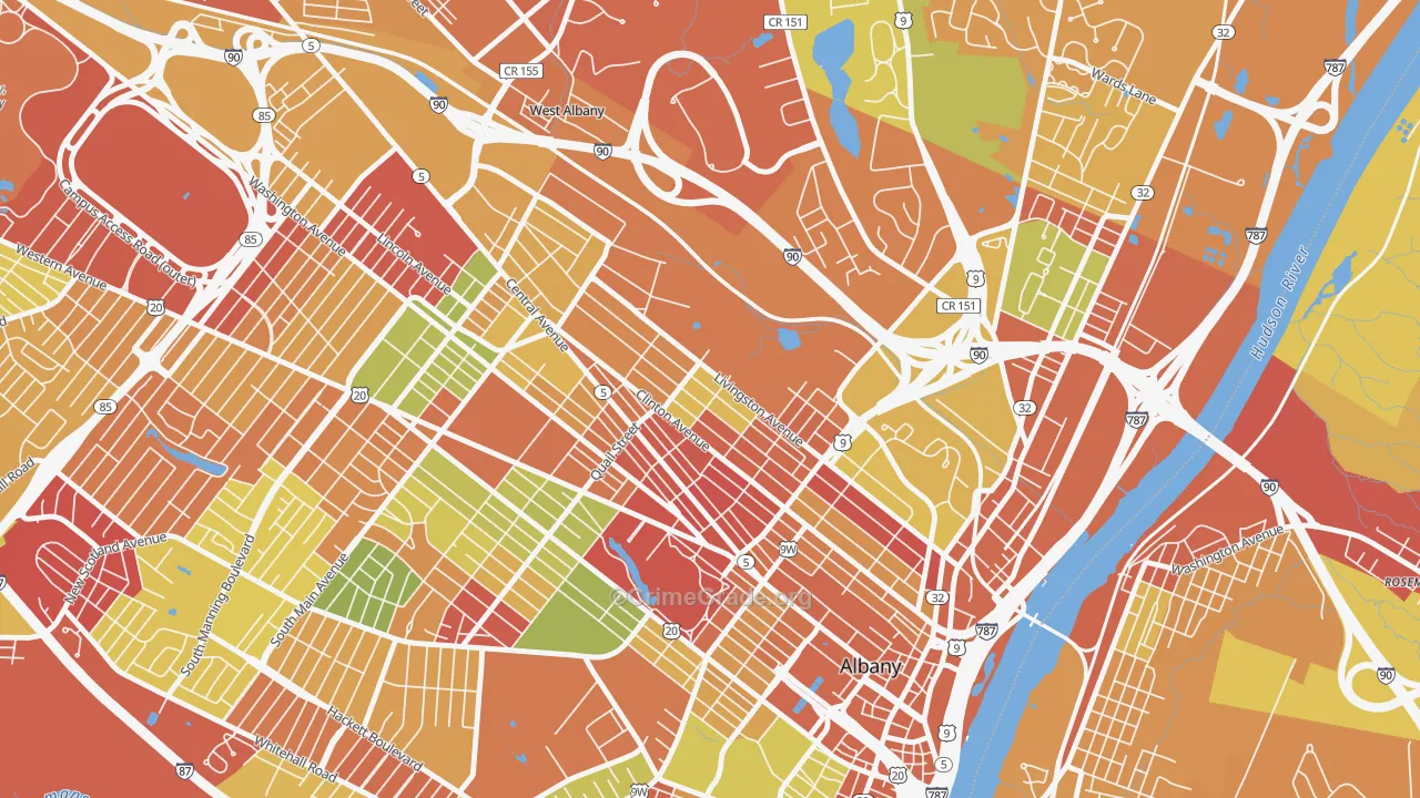 West Hill, Albany, NY Map of Arson Rates