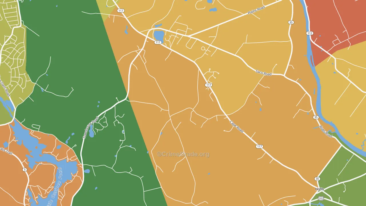 West Hollis, ME Map of Arson Rates