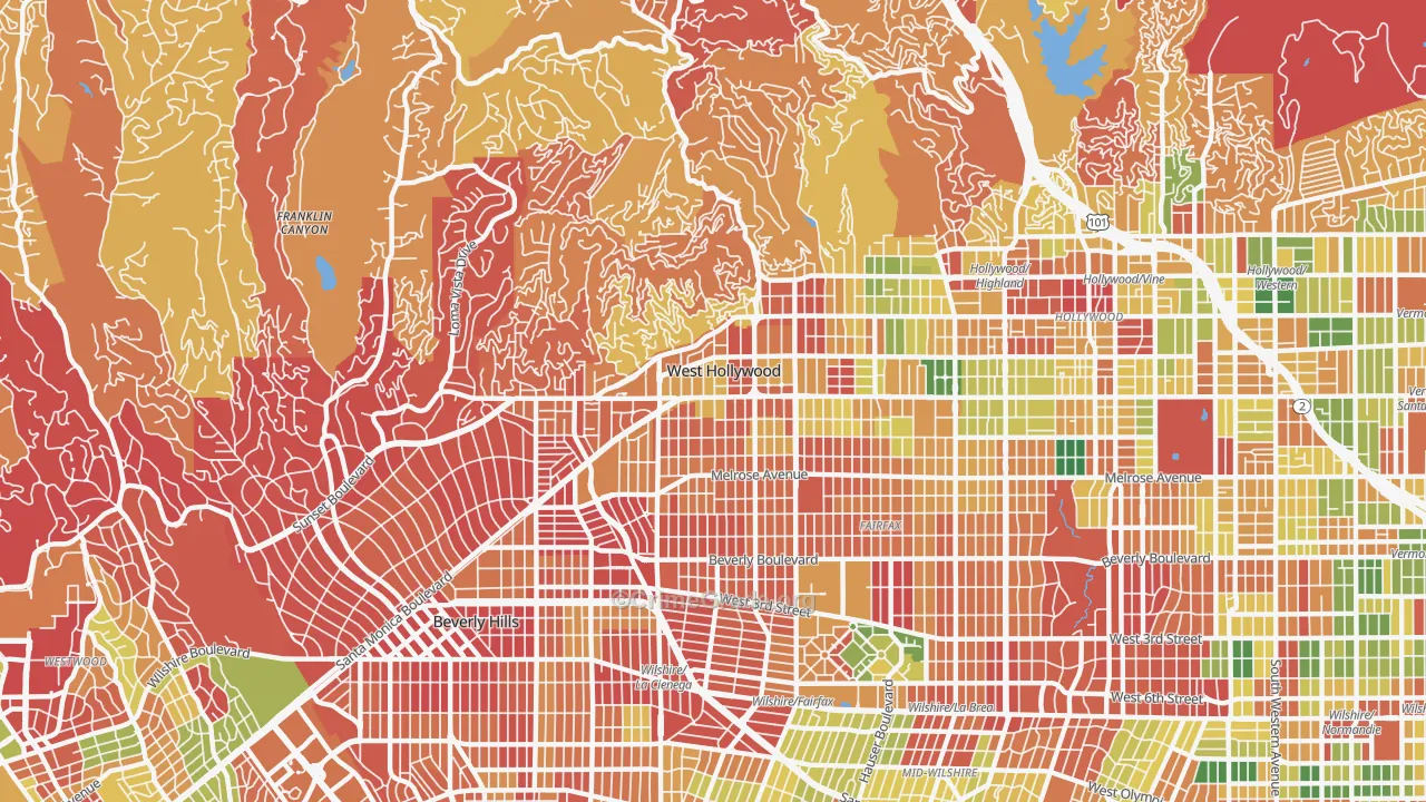 West Hollywood, CA Map of Arson Rates