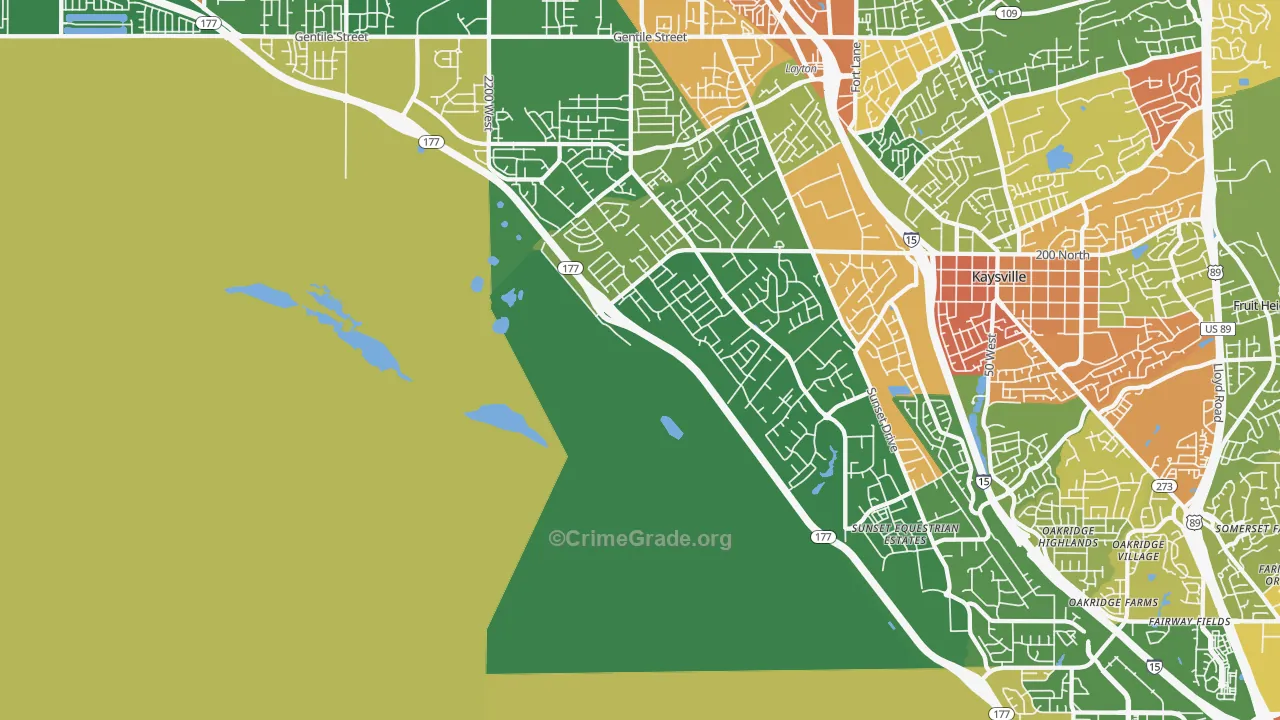 West Kaysville, UT Map of Arson Rates