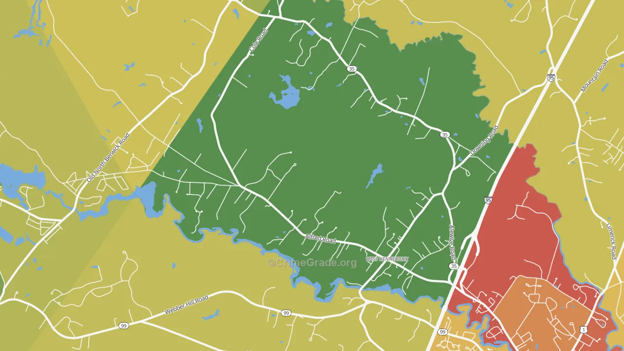 West Kennebunk, ME Map of Arson Rates