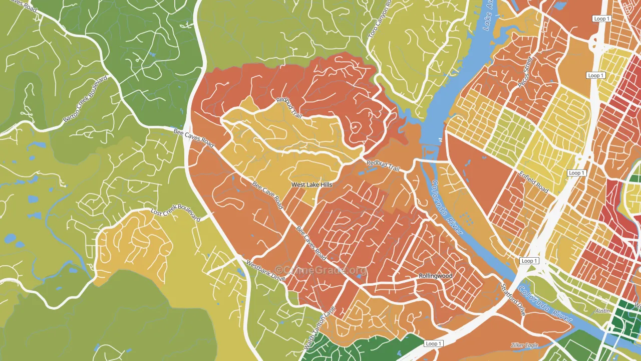 West Lake Hills, TX Map of Arson Rates