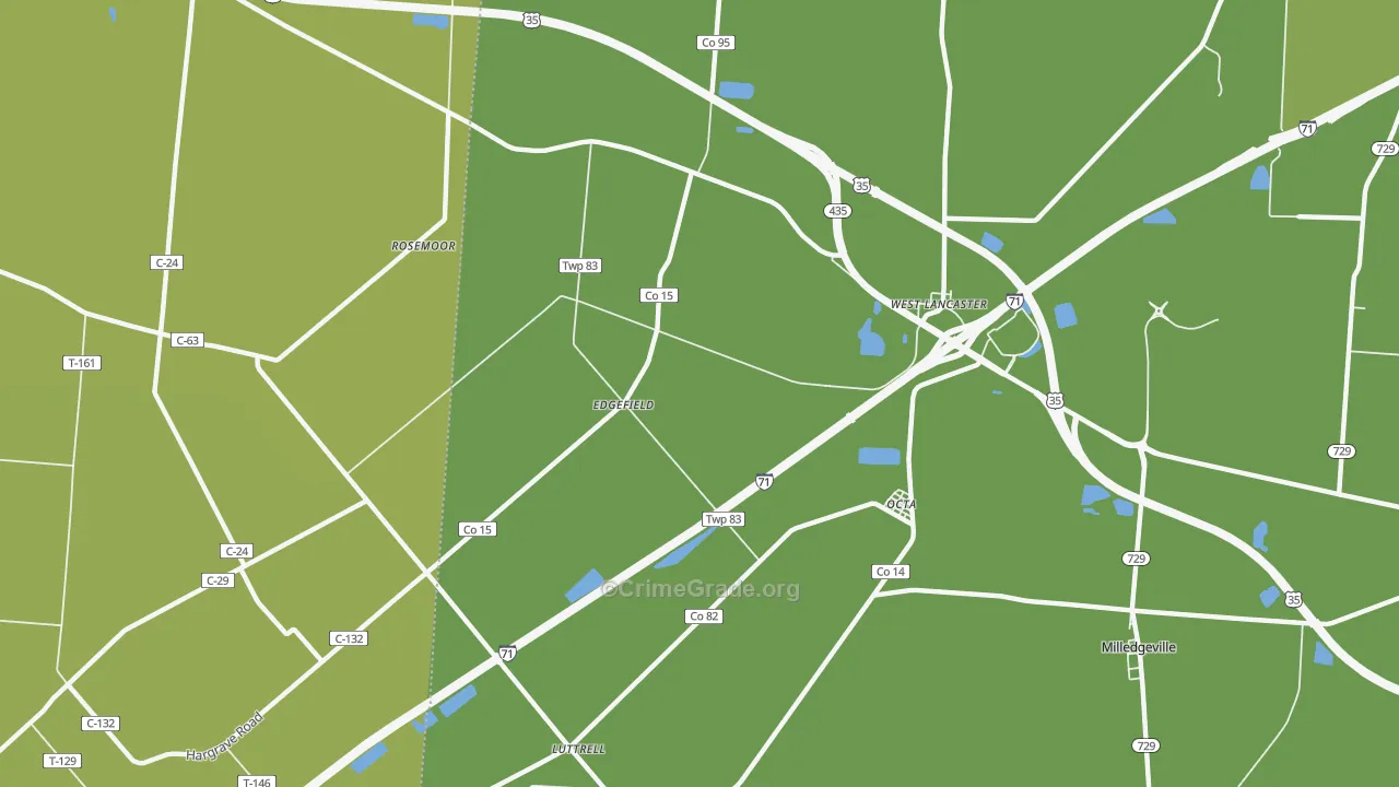 West Lancaster, OH Map of Arson Rates