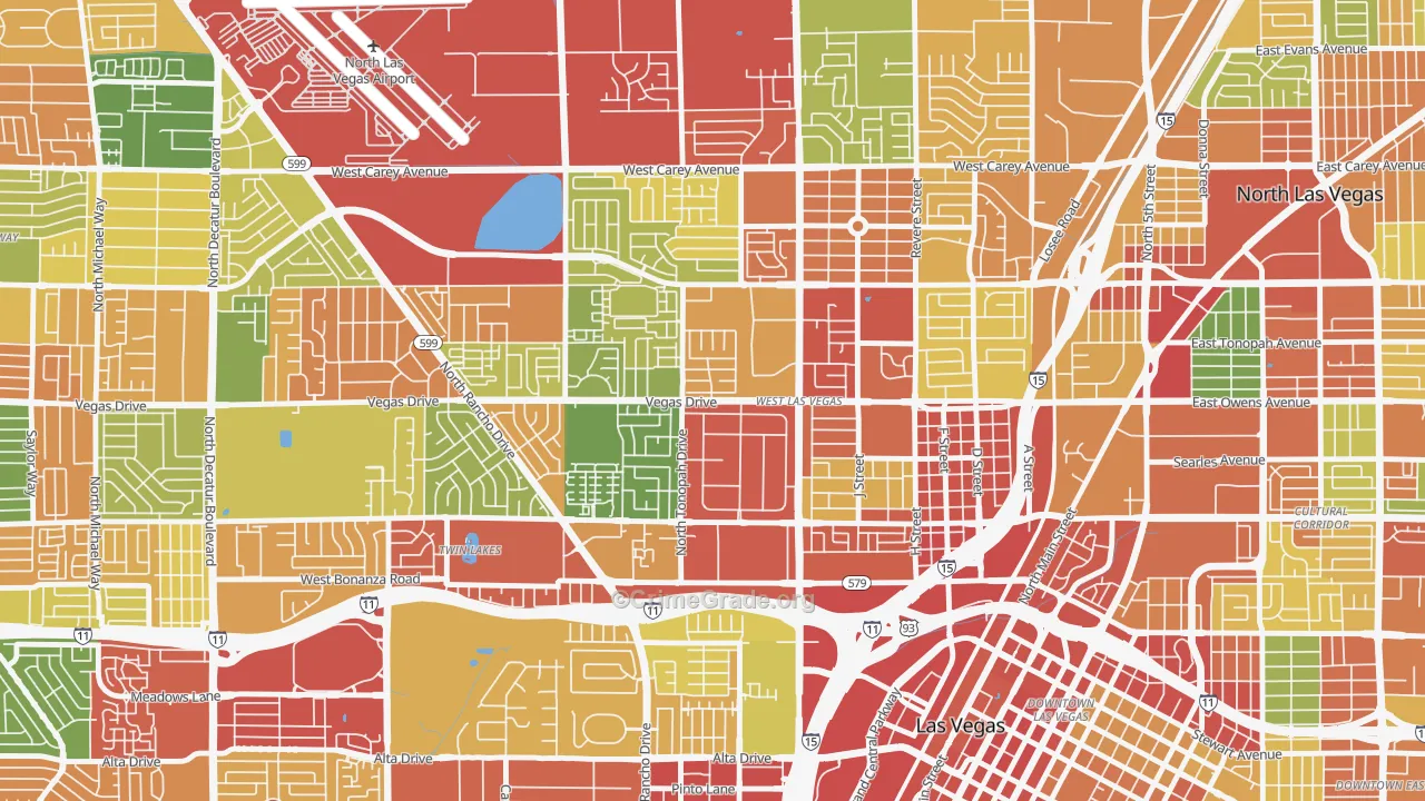 West Las Vegas, Las Vegas, NV Map of Arson Rates