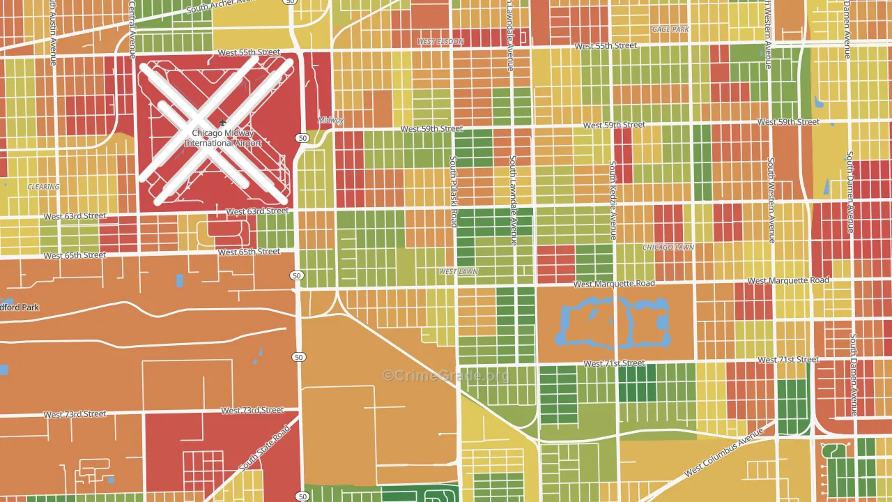 West Lawn, Chicago, IL Map of Arson Rates