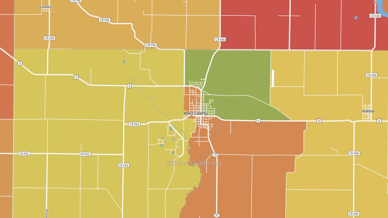 West Liberty, IA Map of Arson Rates