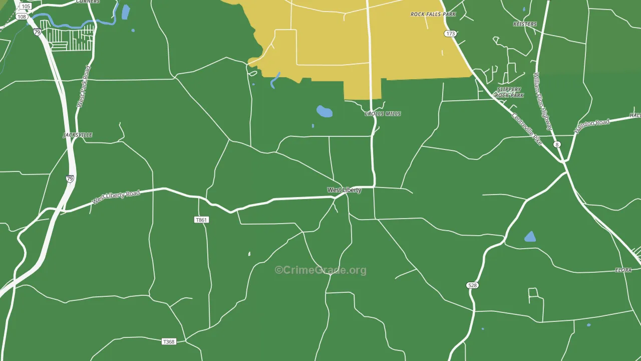 West Liberty, PA Map of Arson Rates