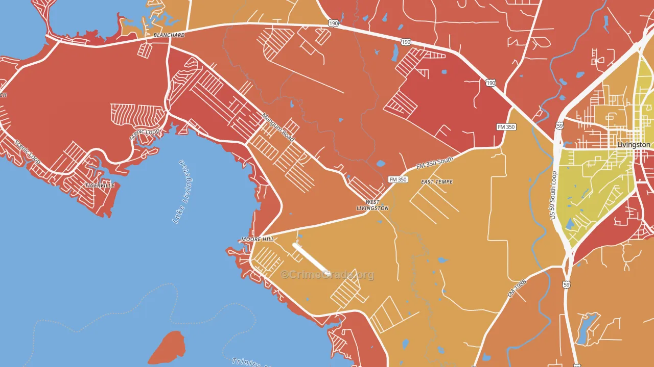 West Livingston, TX Map of Arson Rates