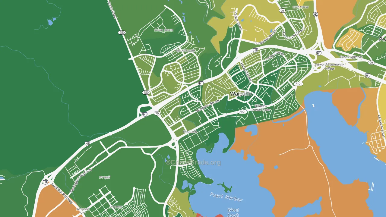 West Loch, Waipahu, HI Map of Arson Rates