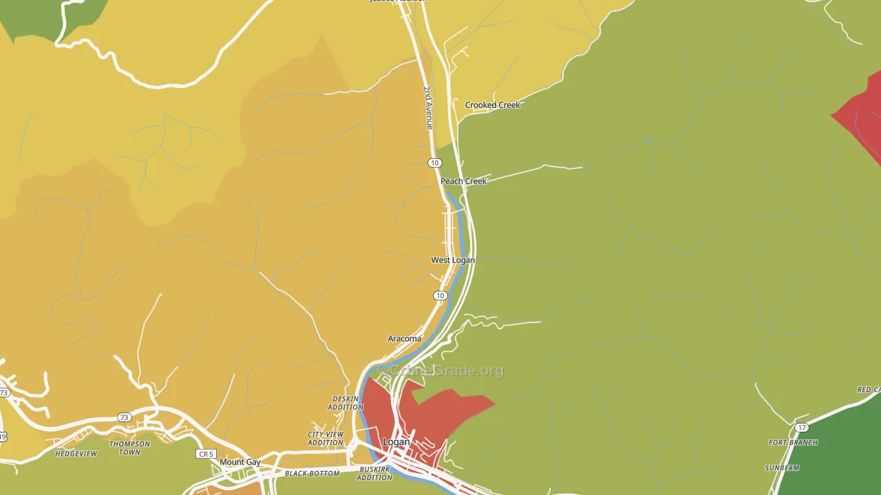 West Logan, WV Map of Arson Rates