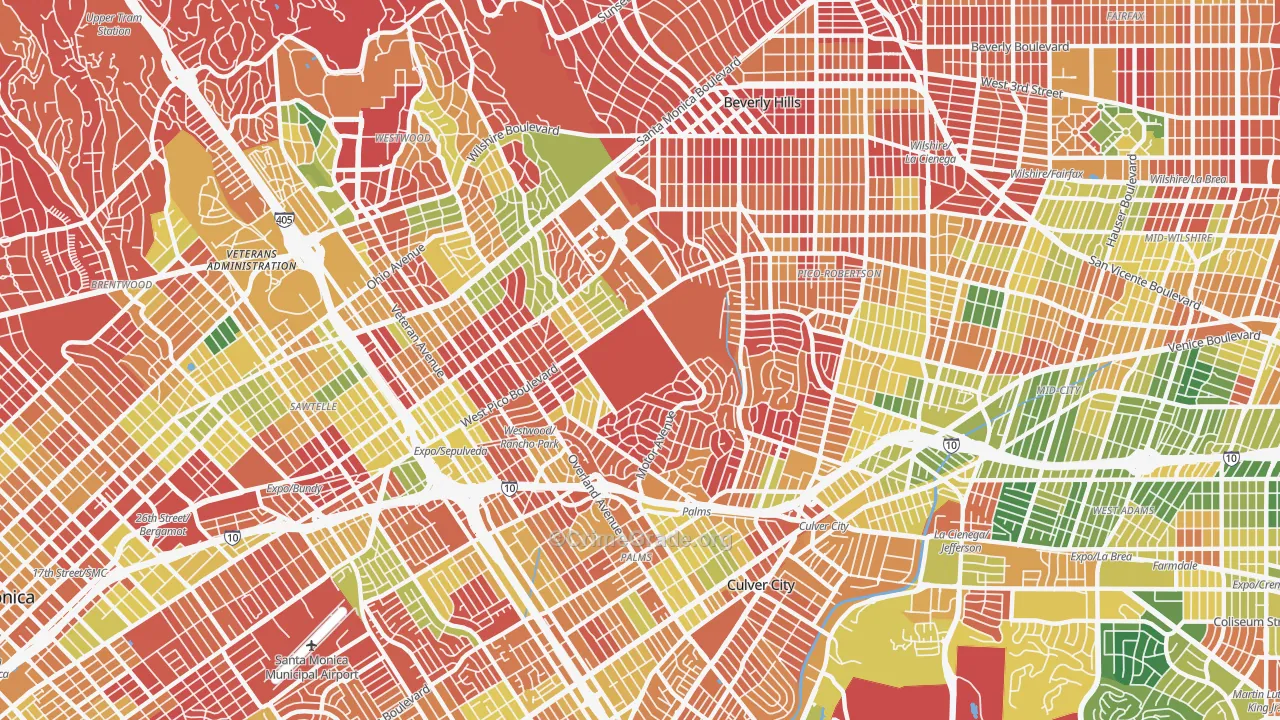 West Los Angeles, Los Angeles, CA Map of Arson Rates