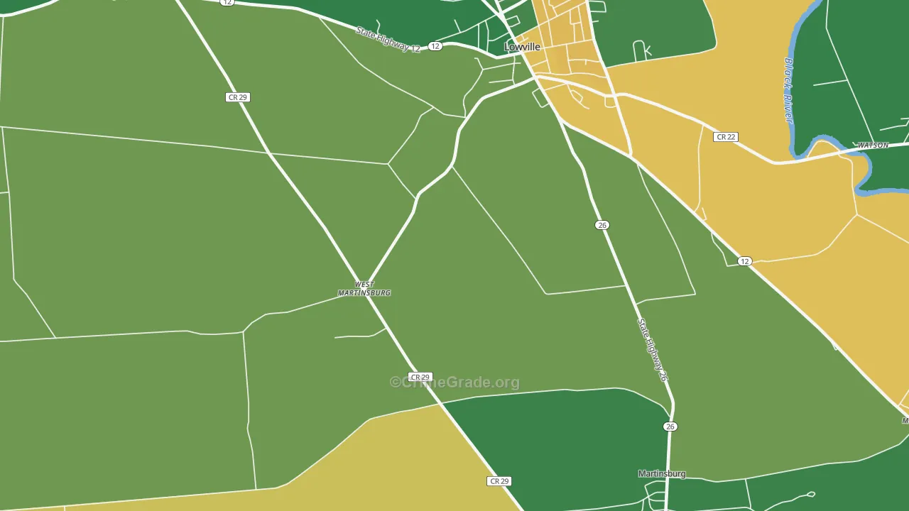 West Martinsburg, NY Map of Arson Rates