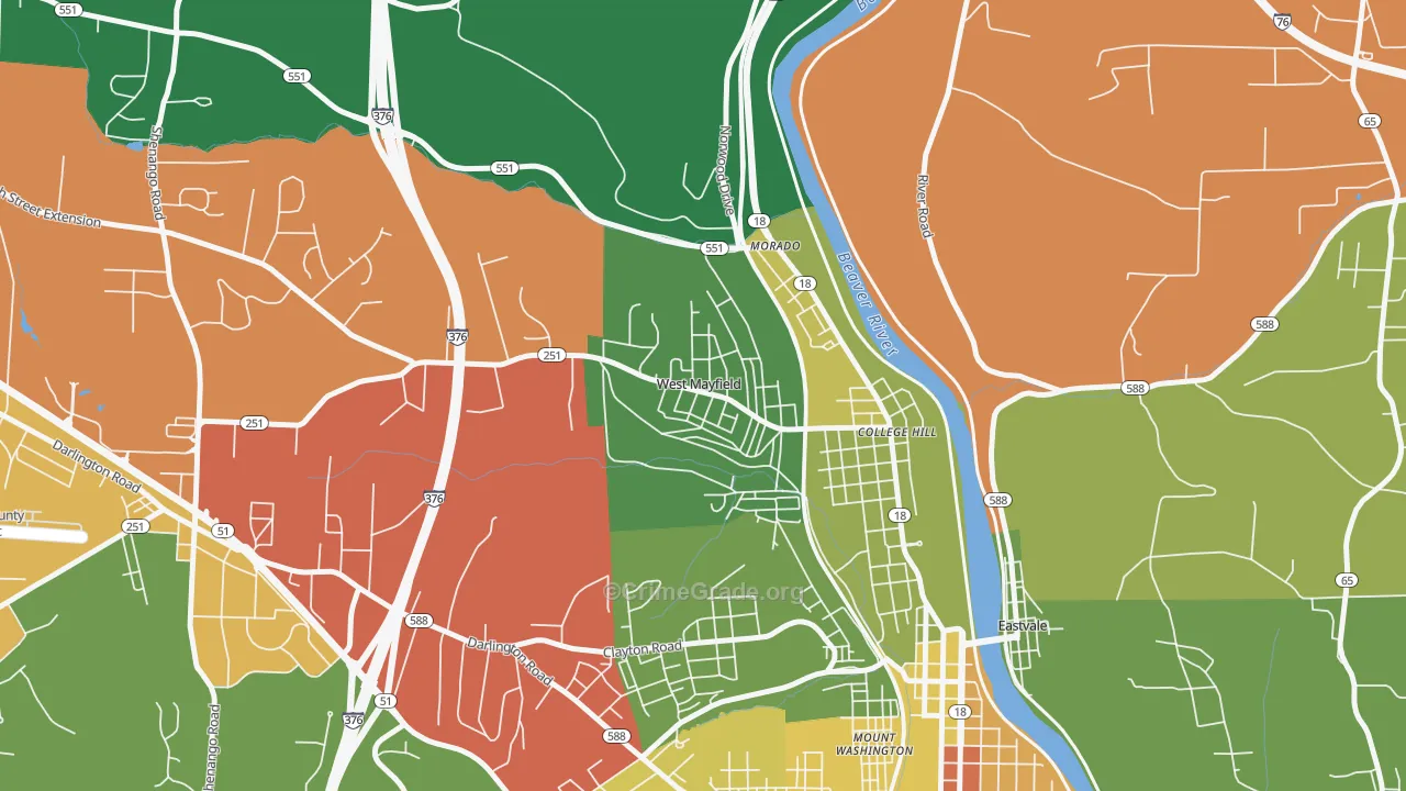 West Mayfield, PA Map of Arson Rates