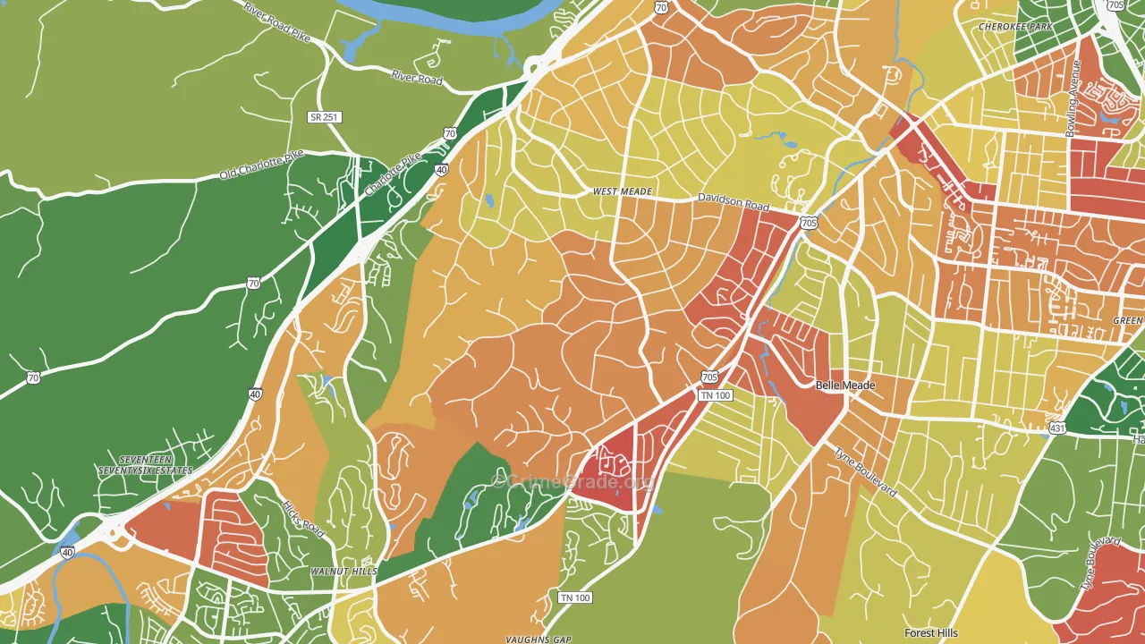 West Meade, Nashville, TN Map of Arson Rates