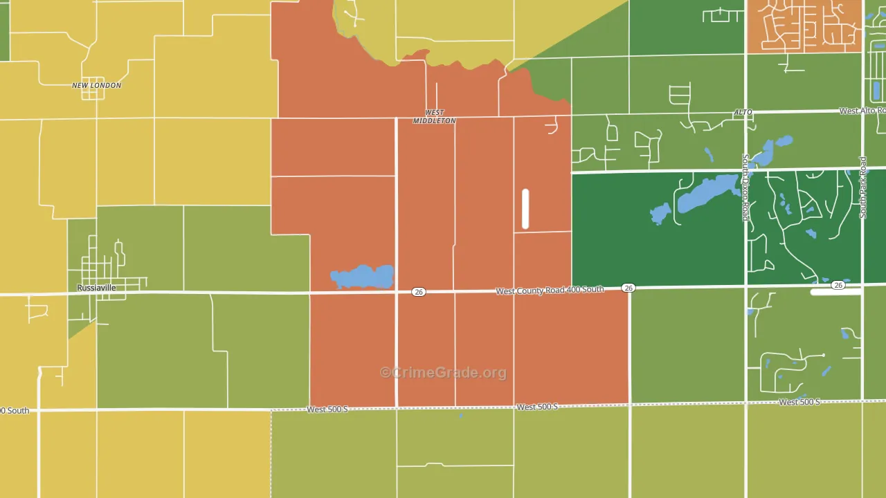 West Middleton, IN Map of Arson Rates