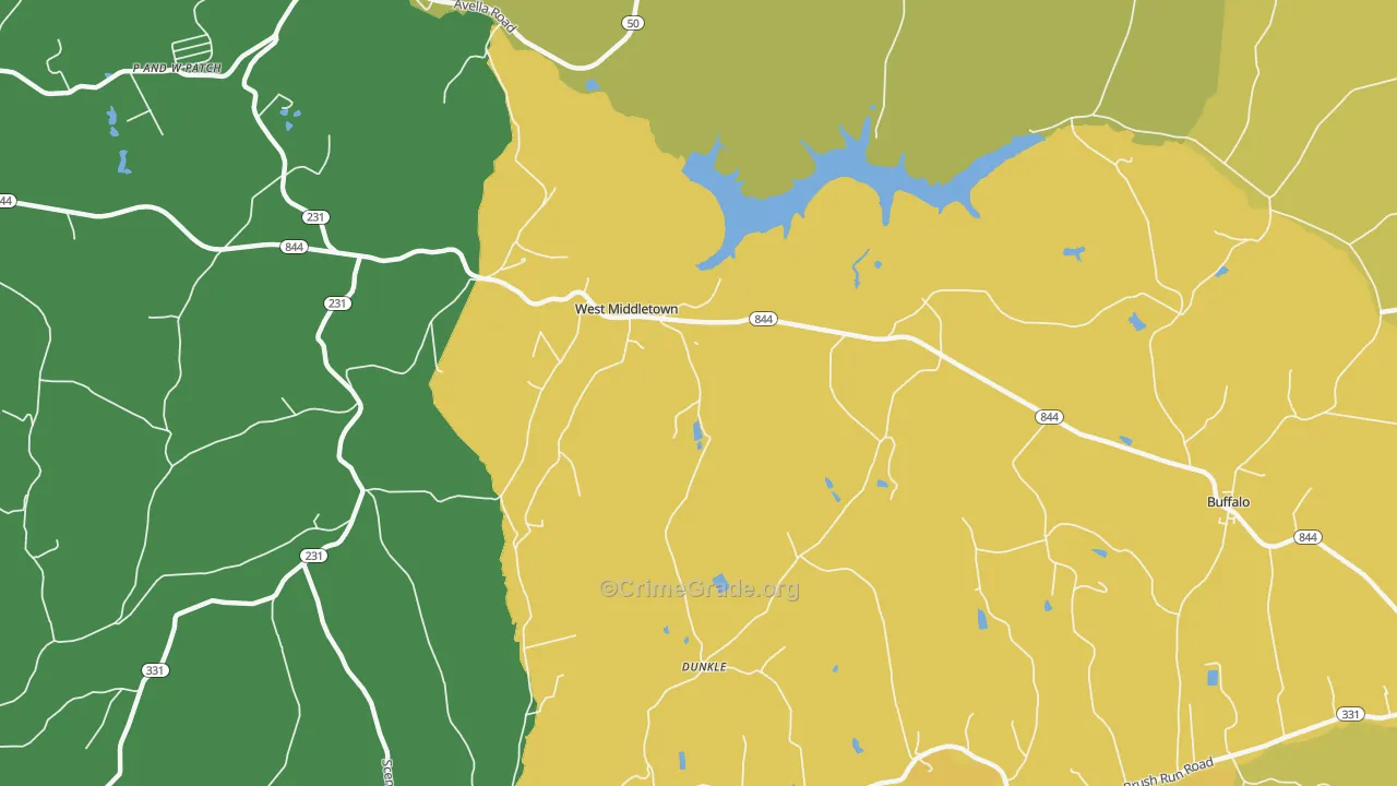 West Middletown, PA Map of Arson Rates