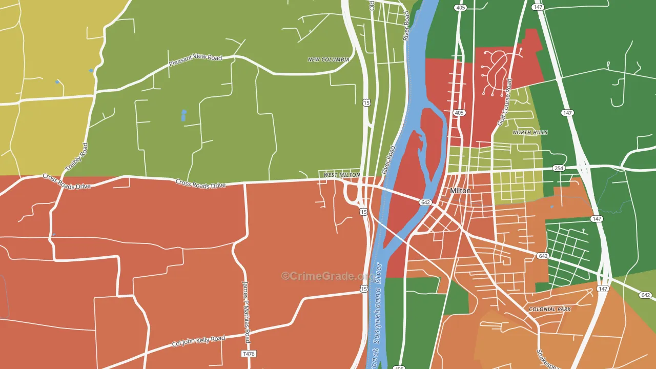 West Milton, PA Map of Arson Rates