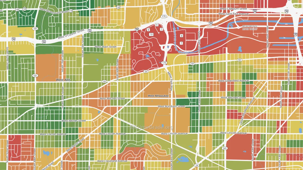 West Milwaukee, WI Map of Arson Rates