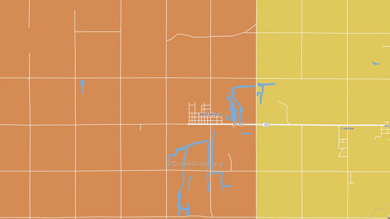 West Mineral, KS Map of Arson Rates