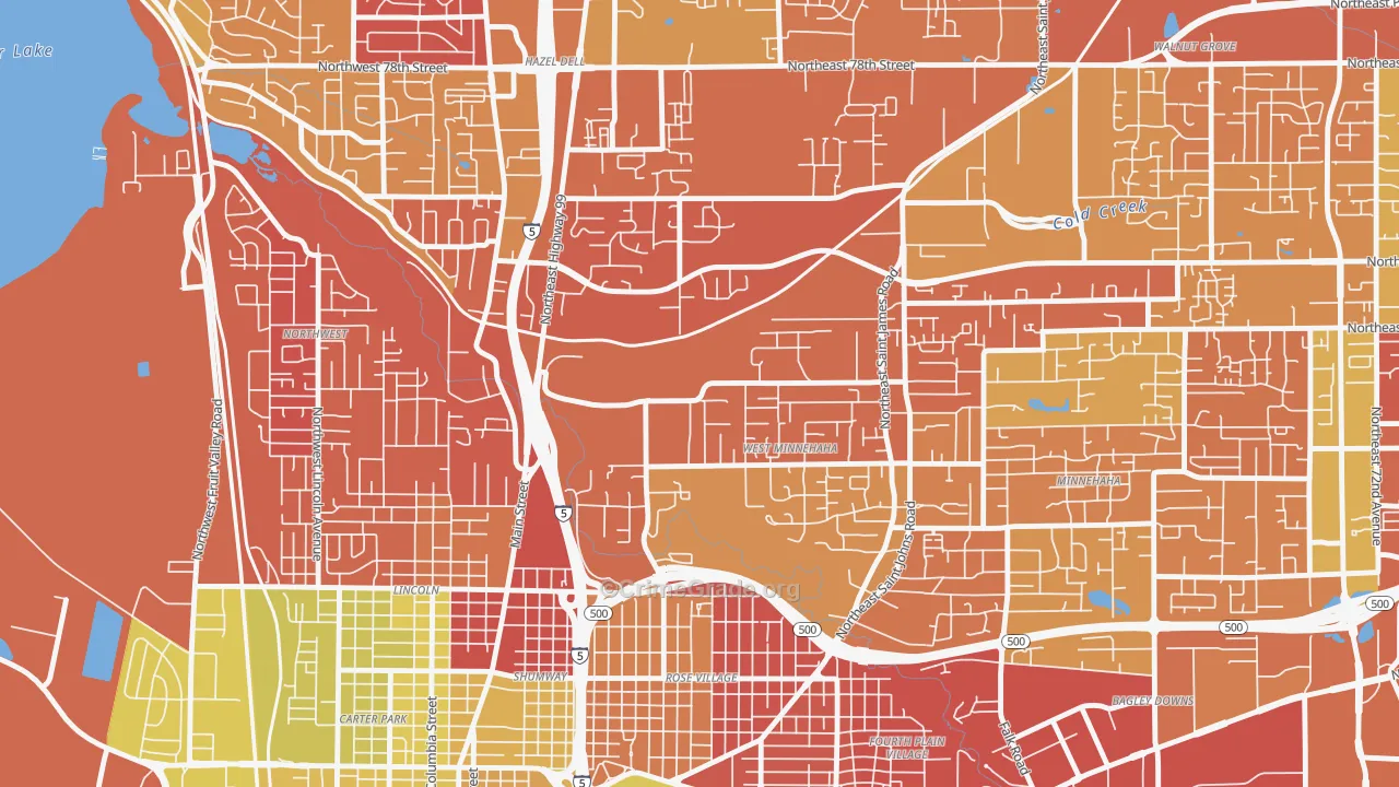 West Minnehaha, Vancouver, WA Map of Arson Rates
