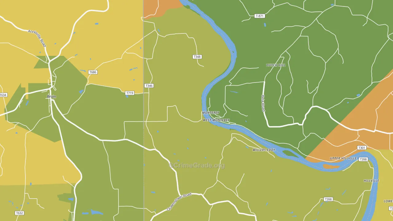 West Monterey, PA Map of Arson Rates