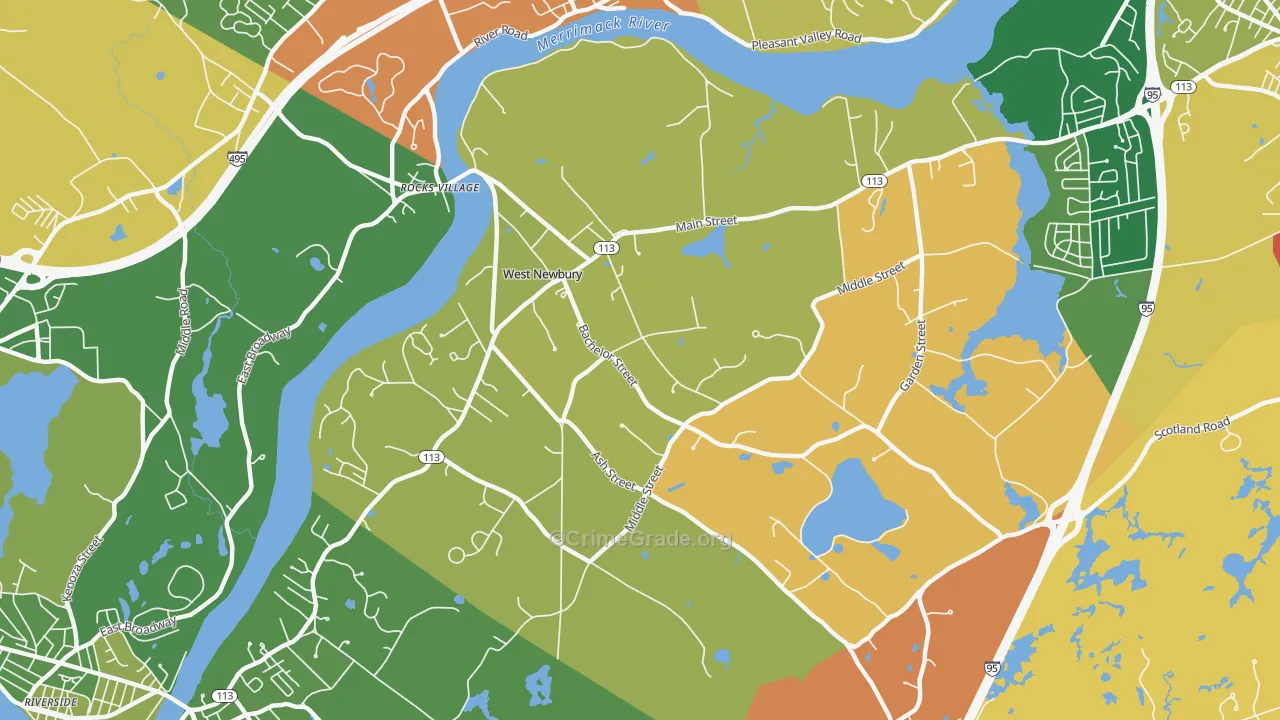 West Newbury, MA Map of Arson Rates